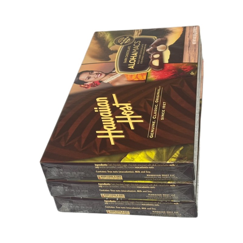 Dark Chocolate Covered Macadamia Nuts by Hawaiian Host (3 Boxes)