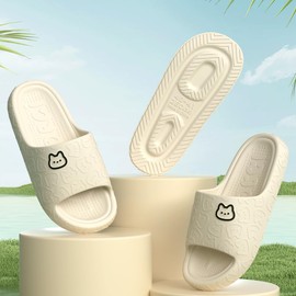 Ultra Suaves de Pantuflas Antideslizantes de EVA, Casa para Salón, Baño, Gimnasio y Playa sandalias para Mujer Hombre (Negro, 25-26 cm)