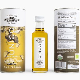 Urbani Unico White Truffle Oil, 3.4 Fl Oz – Extra Virgin Olive Oil Infused with Real Truffle Pieces – Italian Gourmet Flavored Finishing Oil for Pasta, Pizza, Salads, Fish, Meat, Vegan & All-Natural