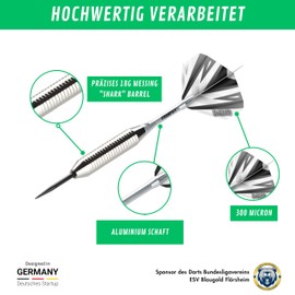 Champify® Brass Darts Set "Blizzard" with 18 g Barrel and Steel Tip | 3 Darts with 6 Shafts & Flights | Includes Other Accessories | Darts with Steel Tips Ideal for Darts Beginners