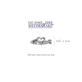 Silvershake 925 Sterling Silver Heart and Arrow Love Casual Ring Size 8