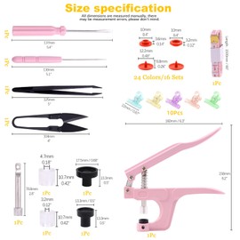 Mardatt - Juego de 405 botones a presión T5 con alicates a presión, 24 colores redondos de plástico sin coser y fijador de herramientas de mano con clips para coser ropa, manualidades de lluvia y