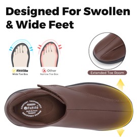 FitVille Extra Wide Women's Leather Trainers with Velcro Fastening for Wide Feet Soft Walking Casual Shoes, brick red