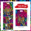 Falueqg 50 Pcs Rainbow Cheetah Leopard Goodie Candy Bags Party