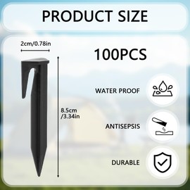 Pack of 100 Pegs for Robotic Lawnmower Boundary Cables, Hook Nails Pegs Ground Spikes Nails, for Lawn Robots, Tents, Camping