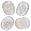 mookaitedecor 4 Piece Rock Quartz Stones Engraved Angel Symbols Polished