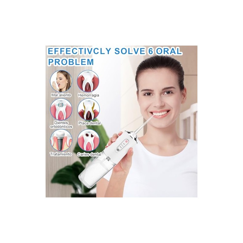 RONSXY Irrigador Bucal, Hilo Dental de Agua Inalámbrico con 8