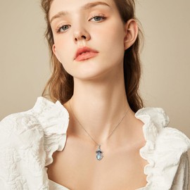 VENACOLY Mushroom Necklace 925 Sterling Silver Moonstone Mushroom Fairy Pendant Necklace Mushroom Jewellery for Women Mushroom Lovers