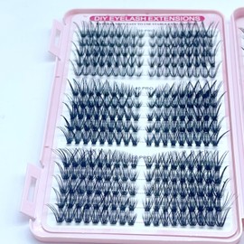 WAJJYM DIY Lash Clusters Kit,Lash Extension Kit, Natural Volume Lash Extensions, Wispy Eyelash Clusters, Faux Mink Lashes, 9-16mm, D Curl (7#, 1 Count (Pack of 1))