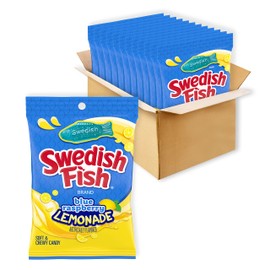 SWEDISH FISH Blue Raspberry Lemonade Soft & Chewy Candy, 12-8.04 oz Bags
