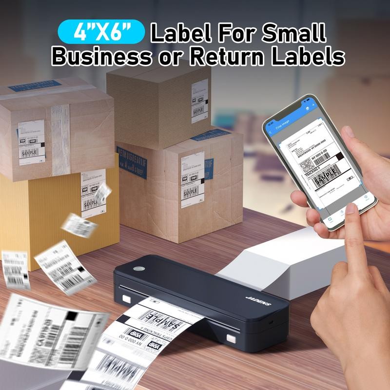 JADENS Portable Printer with 6 Rolls of Thermal Paper, Inkless