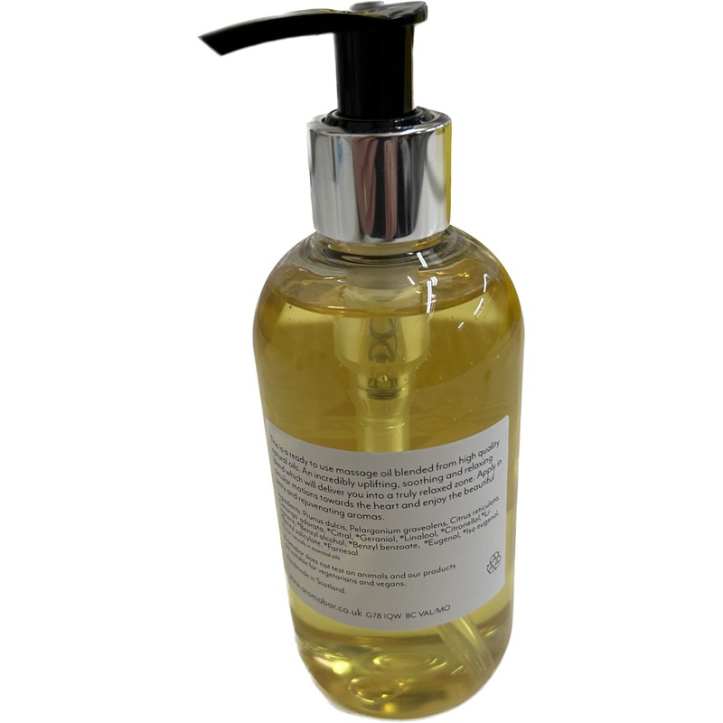 Valentine Massage Oil 250ml with Pump Dispenser (Rose Geranium, Ylang