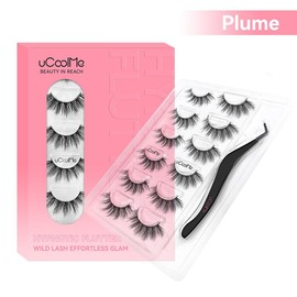 uCoolMe Lashes Cluster Lashes Strip Lashes Volumized False Eyelashes For Eye Makeup Enhancement,Cosmetic Makeup For Beginners 12 Pairs:_Plume