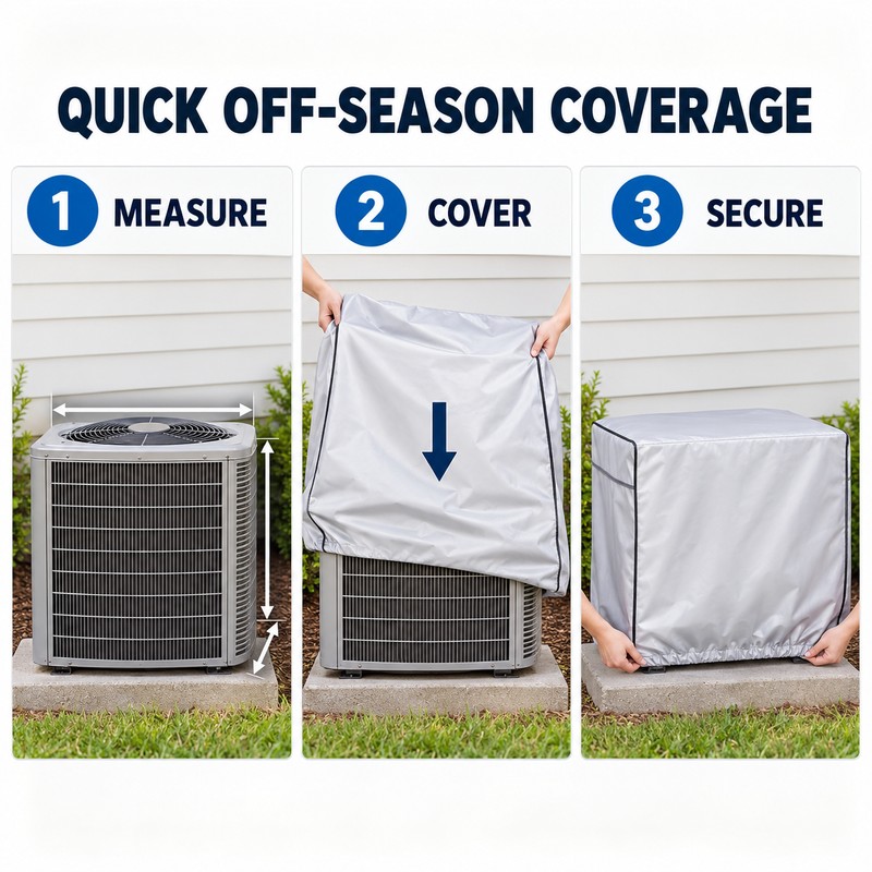 Silver 600D Oxford Outdoor Air Conditioner Cover, Full-Wrap Waterproof Weather