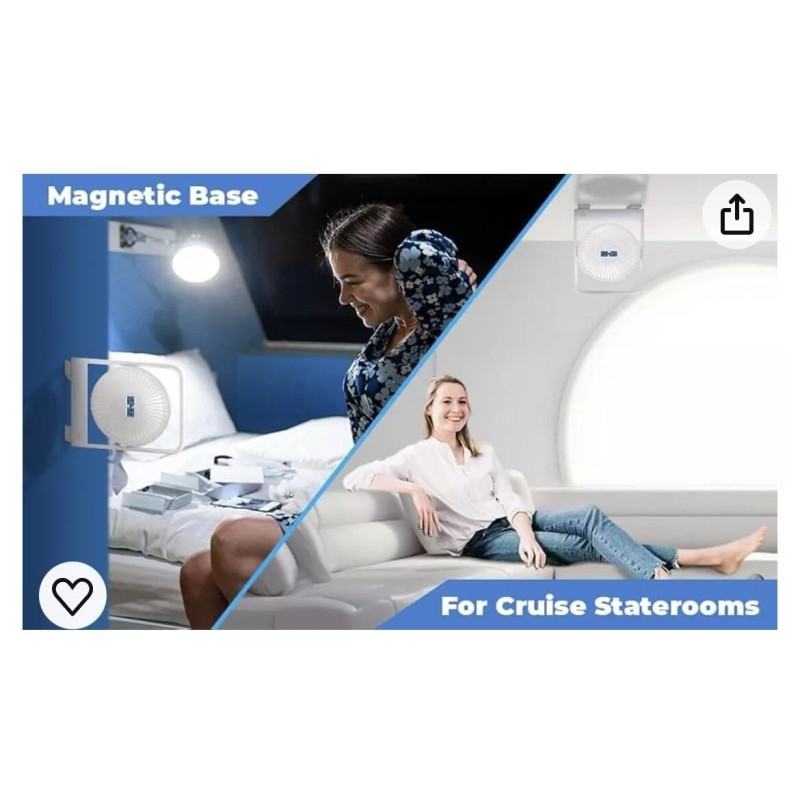 SAILPAK Ship-EEZ Cruise Ship Approved Fan, Magnetically Hangs from Stateroom