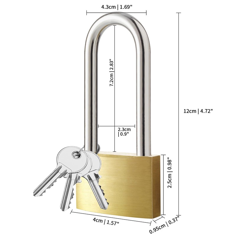 Lockwise 2 Pack Long Shackle Padlock, 2.9 in Waterproof Solid
