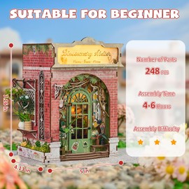 DIY Book Nook Kit, Flower Shop Miniature House Dollhouse Kit for Adults Teen, Mini House Building Kit with LED, 3D Wooden Craft Bookshelf Insert Decor, Christmas Birthday Gift for Family and Friends