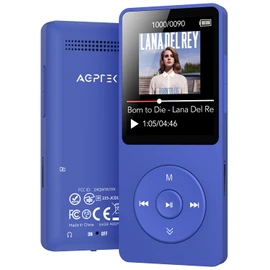 AGPTEK 64GB MP3 Player with Bluetooth 5.3, 1.8 inch Screen Portable Music Player with Speaker, FM Radio, Voice Recorder, Supports Expanded Up to 128GB, Deep Blue