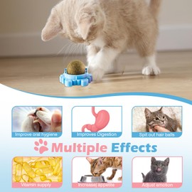 NHWHDJH 4 Pack 360° Rotating Catnip Ball Toy Balls for Cats Wall Catnip Rollerball Licking Ball Organic Nips Mint Magic Cat Nip Stick on Wall Cat Crack Balls Lickable Play Chew Teeth Cleaning