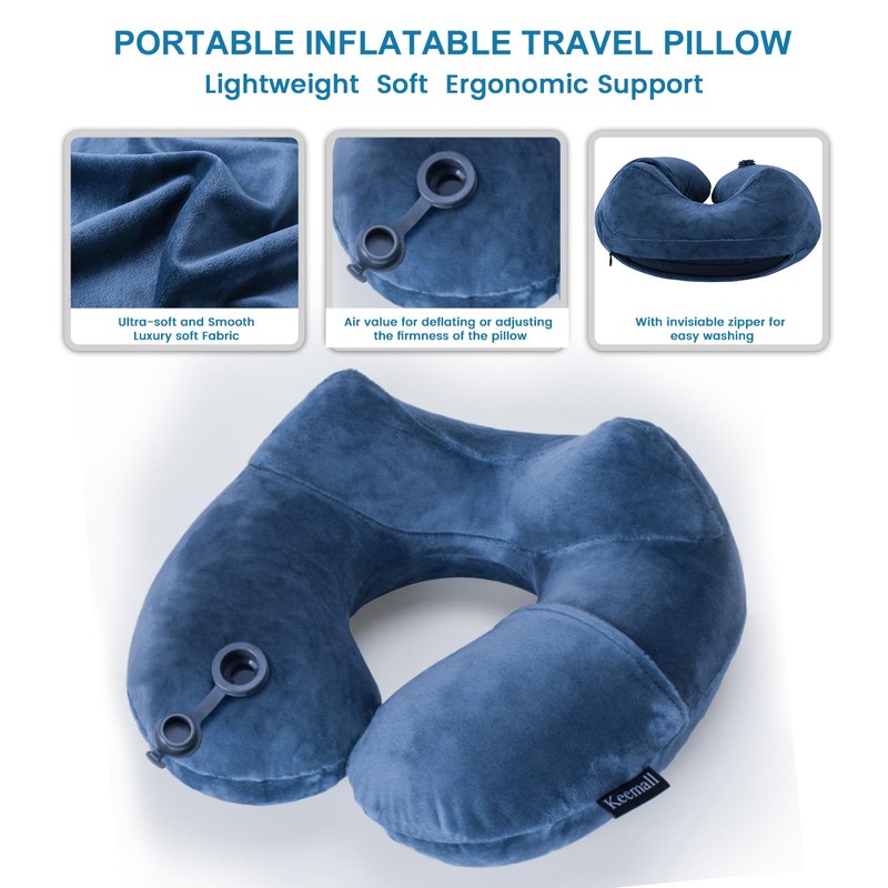 Keemall Inflatable Neck Pillow Airplane, Comfortable Inflatable Travel Neck Pillows