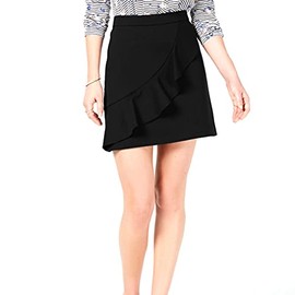 Maison Jules Women's Ruffled Mini Skirt (Deep Black, Large)