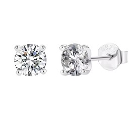 Charm Outlet S925 Sterling Silver Moissanite Diamond Stud Earrings, 0.3-1.2ct Lab Grown, White Gold Plated (1.2, carats)