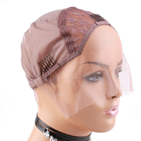 Bella Hair Breathable Swiss Lace Front Wig Cap for Making Wigs with Adjustable Straps and Combs Large Size Violet