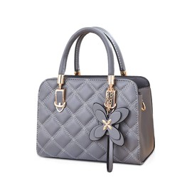 NICOLE&DORIS Women Handbags Designer Top Handle Shoulder Bags Tote Crossbody Bag for Ladies PU Leather Bag with Petal Pendant Gray