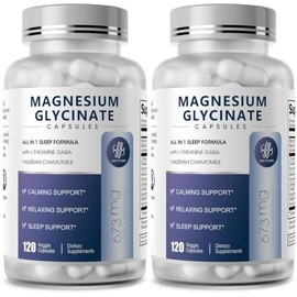 iMATCHME (2 Pack) Magnesium Glycinate 850mg Capsules with L-Theanine, Chamomile & GABA for Sleep, Calmness, Muscle, Bone Health & Immune Support, Magn