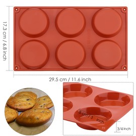 Ocmoiy 3 Inch Egg Mold for Breakfast Sandwiches Round Silicone Muffin Top/Egg Pan, Non-Stick Oven Baking Silicone Molds for Eggs Patty Bites, Tarts, English Muffins, Pack of 3