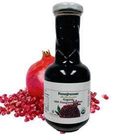 100% Organic Pomegranate Molasses 12.35 Oz Glass Bottle, No Sugar Added, Vegan, NON GMO, Gluten Free and Kosher