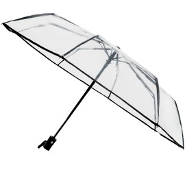 Yanen Full Automatic Folding Transparent Clear Auto Open Travel Umbrella for Women Girls 8 ribs (Clear)