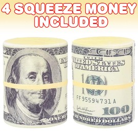 ArtCreativity Squeeze Money Stress Relief Toys, Set of 4, Slow Rise Squeezy Toys for Kids and Adults, Casino Party Favors, Sensory Toys for Children, Vegas Party Supplies, Fun Goodie Bag Fillers