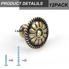 atopo Pack of 12 Drawer Knobs, Round Cabinet Handle with 2 Size Screws for Furniture, Cupboard, Dresser, Wardrobe, Perfect for Kitchen, Bathroom, Bedroom (Bronze)
