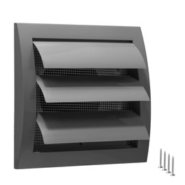 TURvent 4" inch Dryer Vent Cover Outside - ABS Plastic HVAC Air Vents for Exterior Wall - Gray Ventilation Exhaust Grille with Automatic Louvres and Built-in Mesh