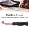 Leather Creaser 0.5mm Regulable Screw Ebony Handle Arc Design Stainless