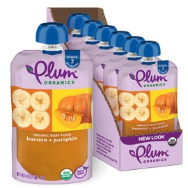 Plum Organics Stage 2, Organic Baby Food, Banana and Pumpkin, 4 Ounce Pouch (Pack of 6)