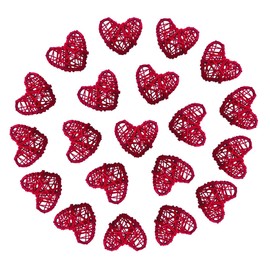 Heart Rattan Ball Sepakraga Vase Filler Ball Craft Photo Shooting Props for Garden Home Decor Christmas Tree Ornament Wedding Birthday Valentine's Day Baby Shower Mother's Day Party (Red 5cm 20pcs)
