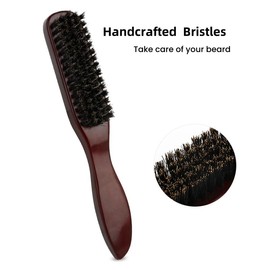 Chilvure Universal Boar Bristle Beard Brush, Anti-Static Styling Wooden Hair Brush for Men&Women, Perfect for Hair&Beard Care Men's Grooming Straightens Promotes Growth Works with Beard Oil and Balm Beard Kits