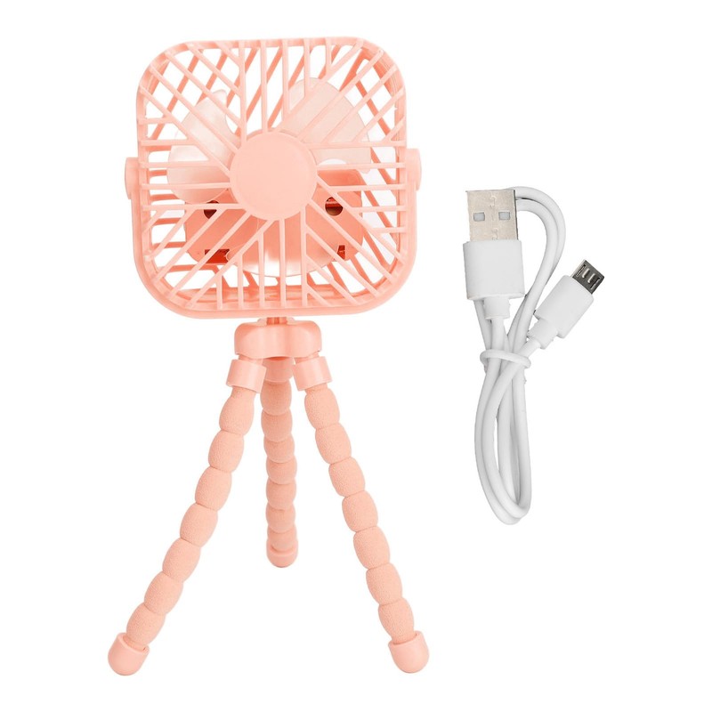 Portable Stroller Fan, 3 Wind Speed Flexible Camping Fan Winding