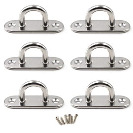 M5 Ceiling Hook Pad Eye Plate 304 Stainless Steel Wall Mount Hook Heavy Duty for Hanging (Pack of 6,Screws Included)