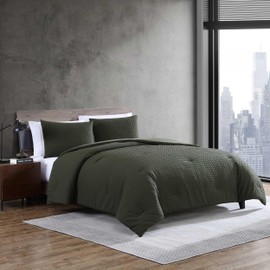 Kenneth Cole - Full/Queen Duvet Cover Set, Soft Embossed Bedding with Matching Shams, Modern Home Decor, Oeko-Tex Certified (Houndstooth Green, Full/Queen)