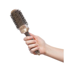PONIK'S PROFESSIONAL Round Brush 43 mm - Ionic Ceramic Brush for Volume & Shine - Large Hair Brush for Styling Blowout Brush - Volume Brush Hair Styling with Compartment Tip