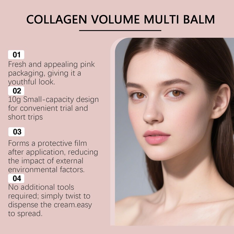 Yooyee Pink Collagen Volume Multi Balm Stick, Firming and Moisturizing,