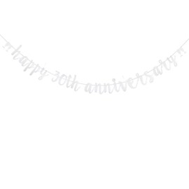 DONGLYJL Silver Glitter Happy 30th Anniversary Banner,Pre-Strung,30th Wedding Anniversary Party Decorations,Happy 30th Anniversary