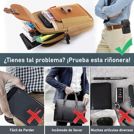 Funda para Cinturón de Celular, Bloquee el Bolso Portátil del Teléfono de los Hombres de la Cremallera, Funda Táctica Multiusos Teléfono para Trabajo, Senderismo, Camping, Barbacoa, Rescate (Caqui)