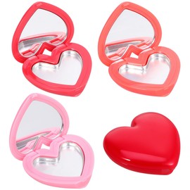 Baluue 4pcs Heart Shaped Lipstick Cases with Mirrors, Empty Eyeshadow Container, Portable Cosmetic Jar for Diy Makeup, Travel Size, Plastic, Ideal for Travel and present