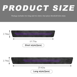 ZNDAW 4 PCS Car Door Sill Protector, Carbon Fiber Leather Anti-Scratch Waterproof Threshold Protector, Exterior Decor Entry Guard Protection Cover Sticker for Car Truck SUV (Purple)