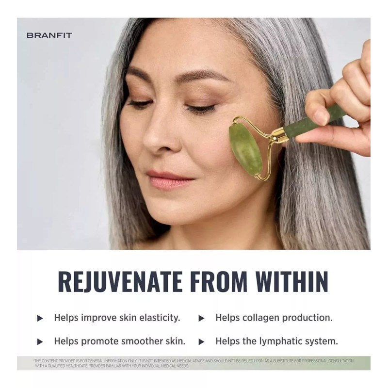 NJ Rodillo De Cuarzo Rosa Guasha Belleza Facial Masaje