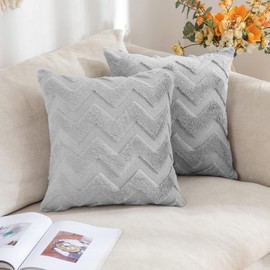 MIULEE Set of 2 Wool Cushion Covers, Sofa Cushion Covers, Decorative Cushion, Wave Polyester Cushion Covers, Couch Cushion, Soft Cushion Cover, Decorative Cushion Cover, Hidden Zip, Living Room and